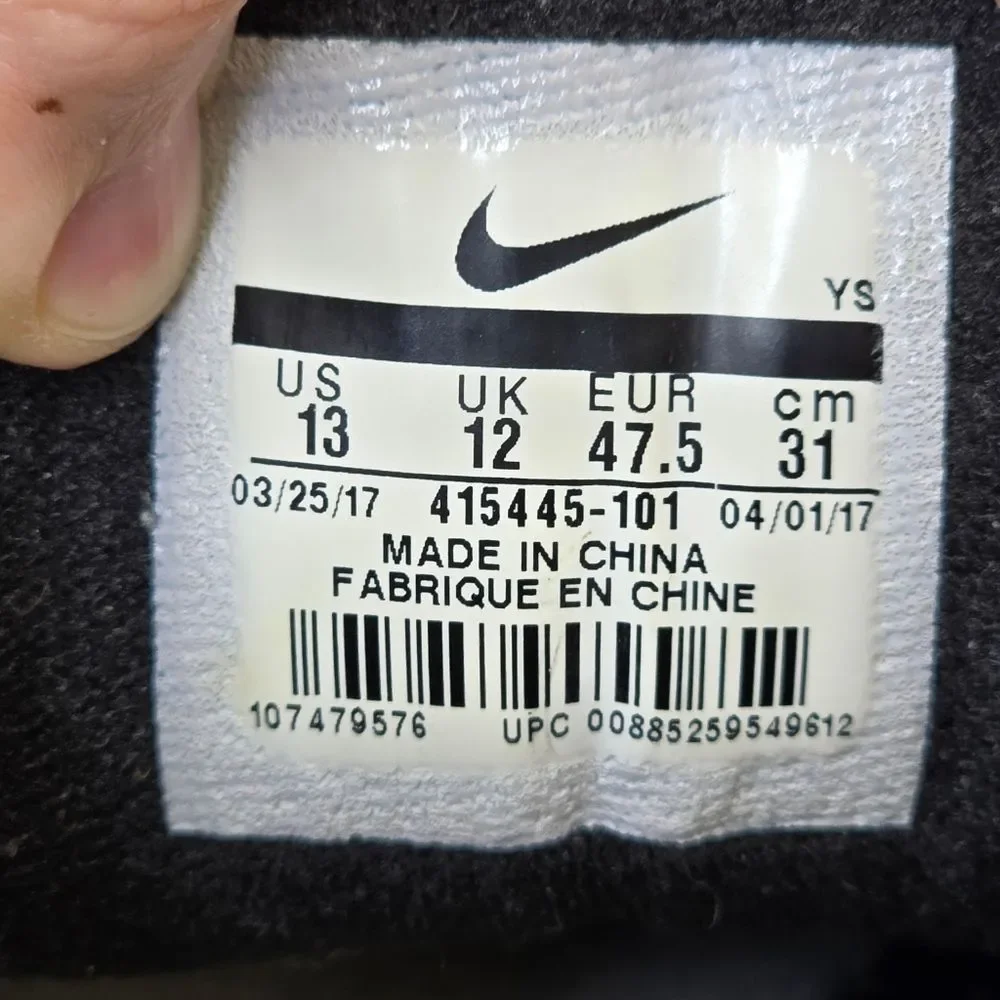 Nike Air Monarch IV Men's 13 White Black Red Training Shoes Sneakers 415445-101